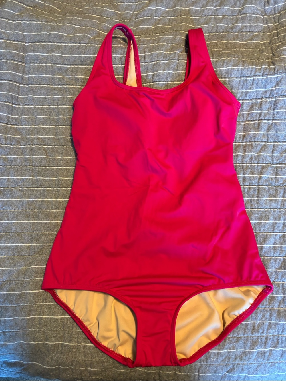 Lands' End Hot Pink Tugless Scoop-Neck One-Piece Swimsuit